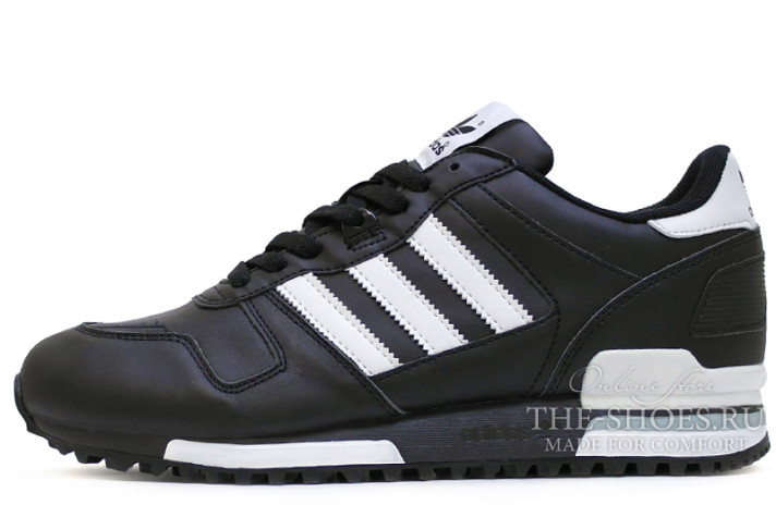 Кроссовки Adidas ZX 700 Black Leather White G63499 черные, кожаные