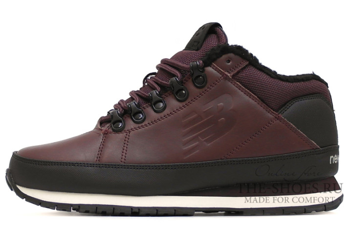 Ботинки New Balance HL754BBD Fur Leather Vinous  бордовые, кожаные