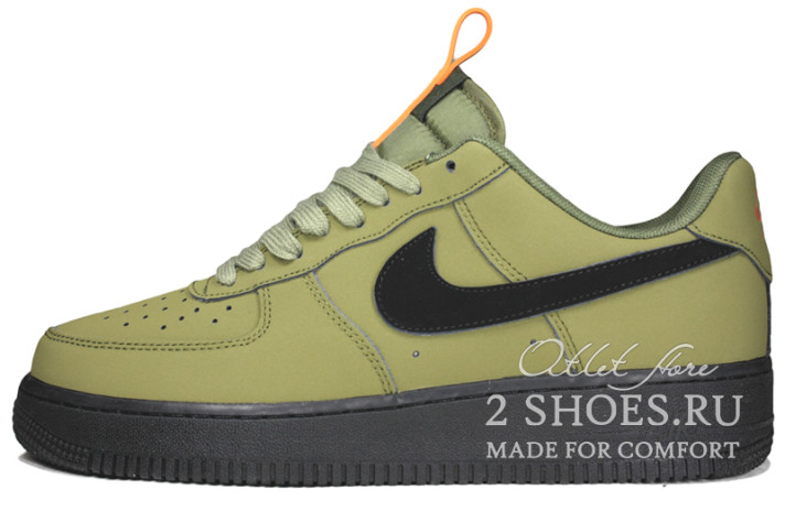 Кроссовки Nike Air Force 1 Low Medium Olive Black Starfish BQ4326-200 зеленые