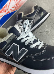 Кроссовки New Balance 574 winter leather blue shade живое фото 3