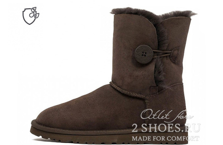 Ugg Australia Bailey Button II Short Chocolate  коричневые